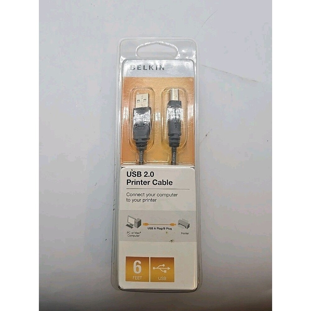 Belkin USB 2.0 Printer Cable 6 foot use for Mac or PC NEW SEALED